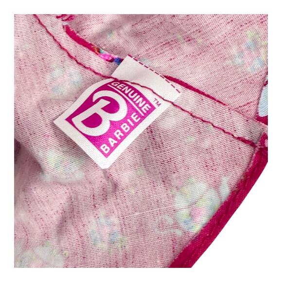 Barbie Tea Time Dress Pink Teapot Print Blue Flower Belted Sleeveless 1999 Vtg - Picture 3 of 4